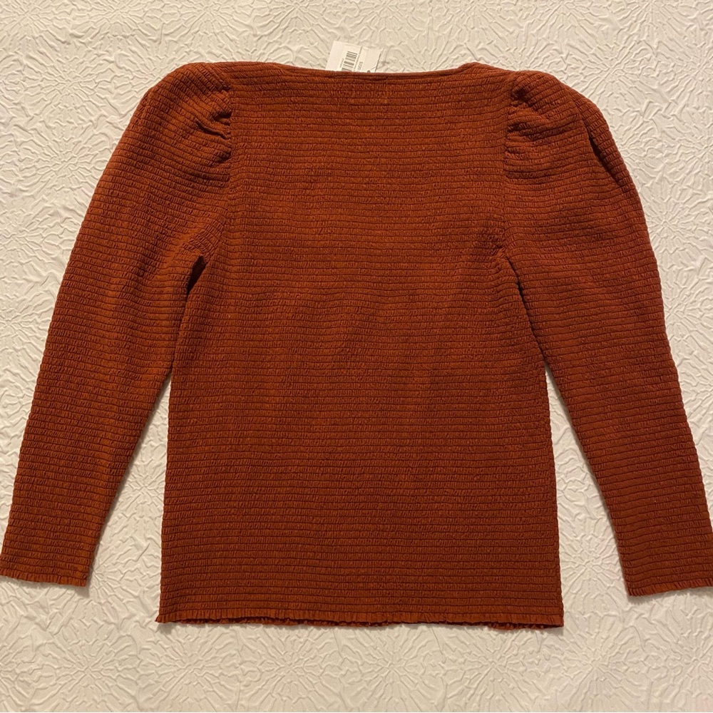 Nation LTD Alexandra Smocked Long Sleeve - Red Clay - Small, NWT - Picture 7 of 12